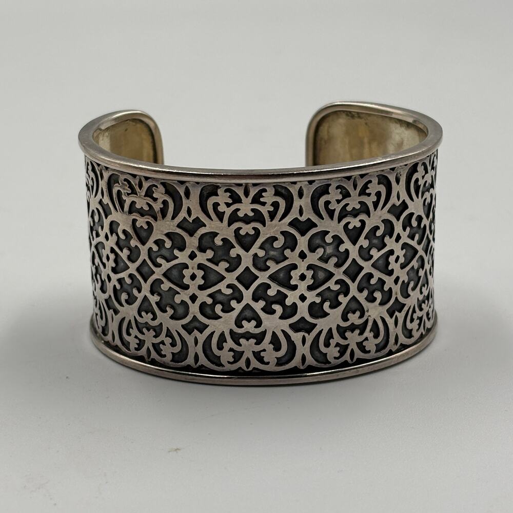 Retired Silpada Sterling Silver Wide Intricate Filigree Cuff Bracelet B1697
